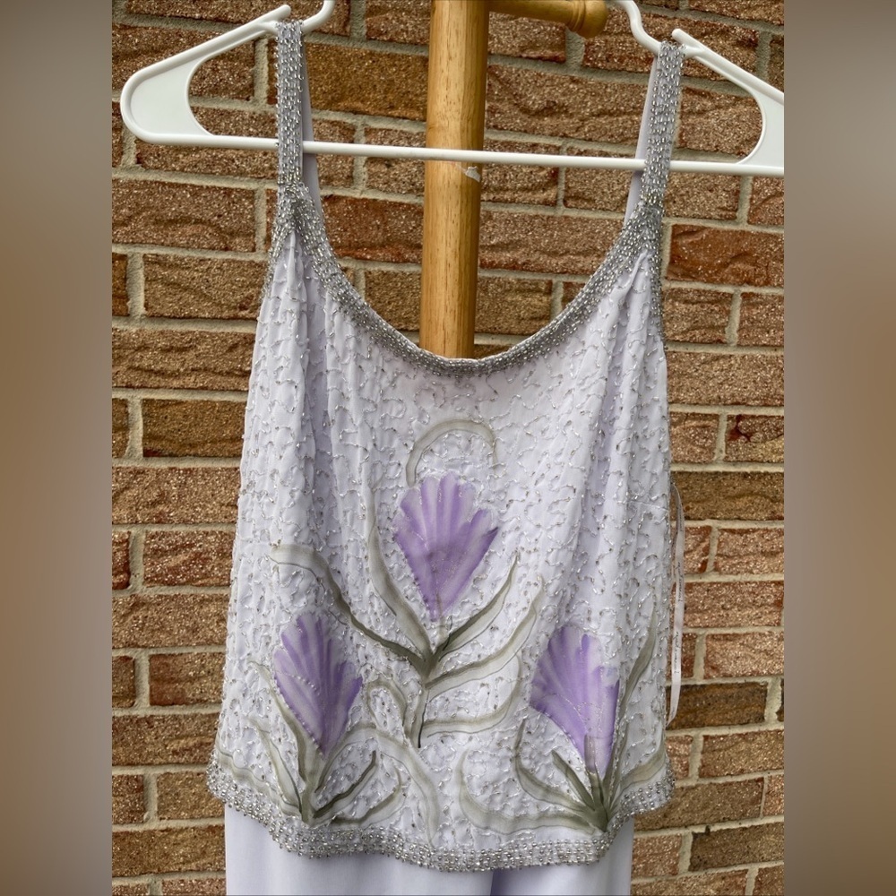 Vintage 80s Laurence Kazar beaded dress size 8 Lilac And Purple - Picture 7 of 13